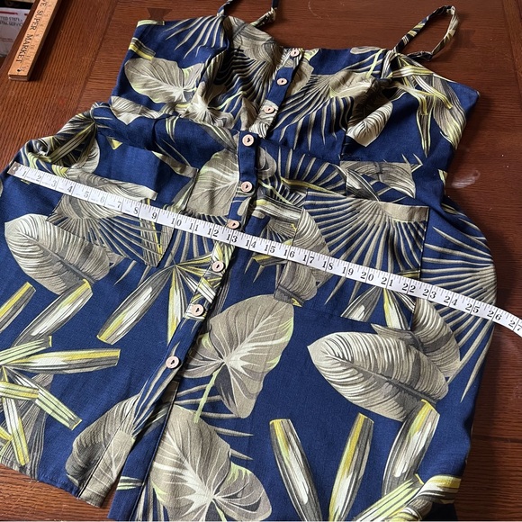 Naif Tropical Palm Leaf Sundress Button Front Pockets Women Plus Size 2X Dress - Picture 12 of 13